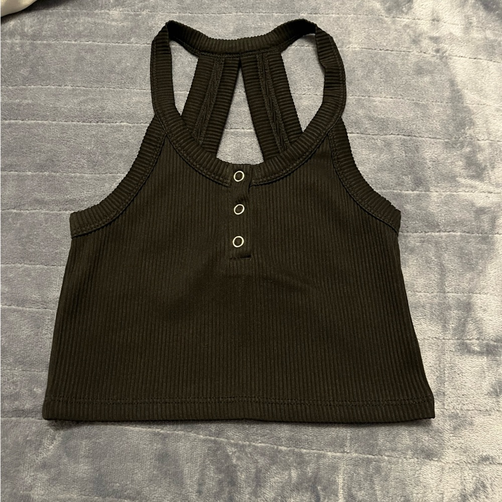 Black Open Back Tank Top